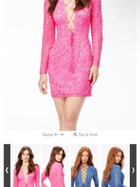 Hot Pink Beaded Lace-Up Mini Dress